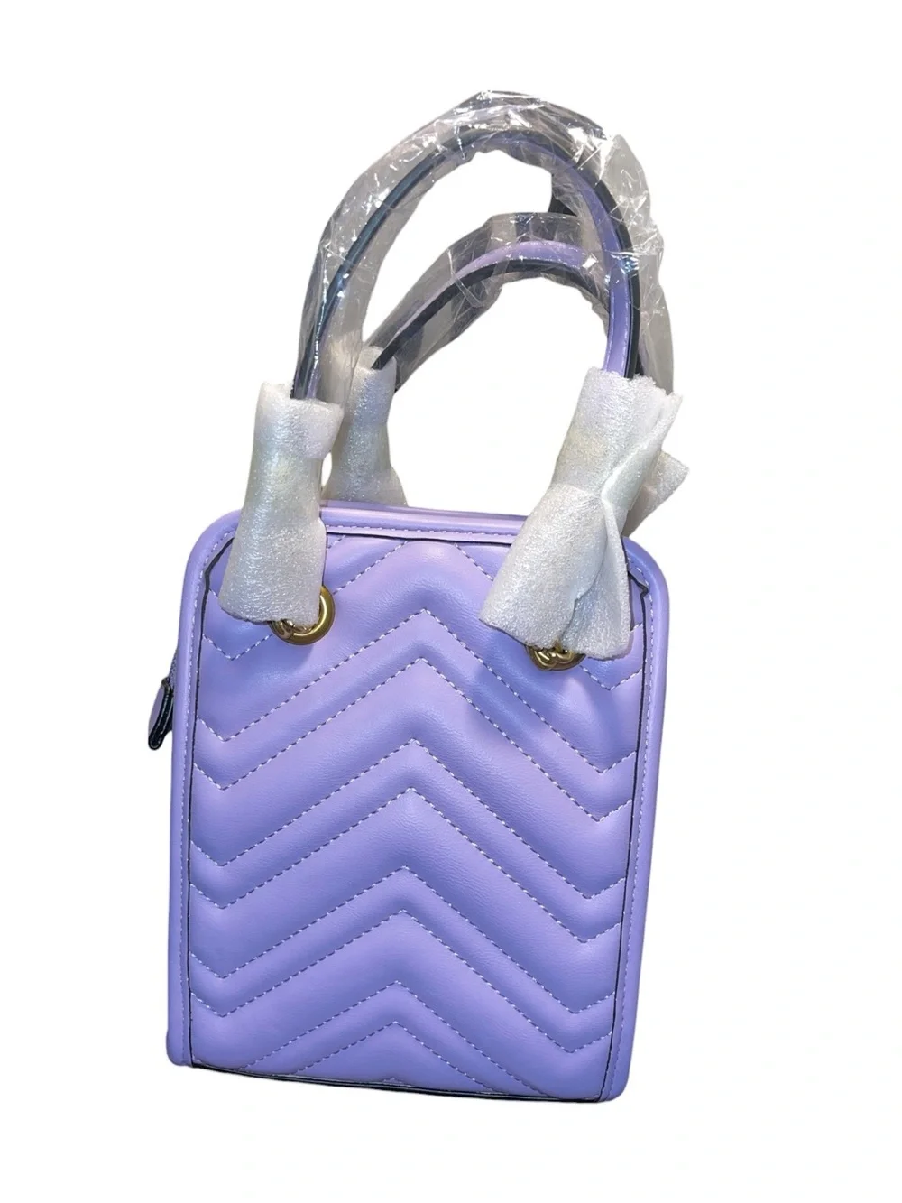 MINI LAVENDER QUILTED CROSSBODY HANDBAG & BAG CHARM SET